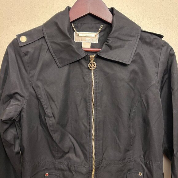 Michael Kors Women's Anorak Black Jacket Raincoat Full Zip Black Size Small - Picture 3 of 16